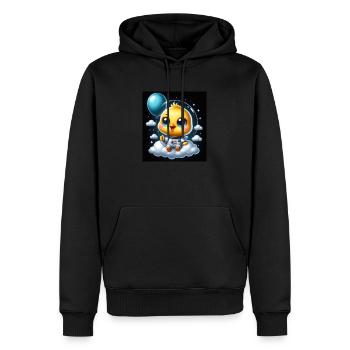 poussin de l’espace avec ballon sur nuage en combinaison spatiale - Sweat à capuche Premium bio Homme - noir - Devant - Nico (187cm)