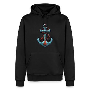 Conception d’ancrage - Sweat à capuche Premium bio Homme - noir - Devant - Nico (187cm)