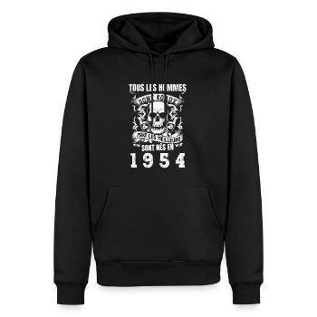 les meilleurs sont nés en 1954 - Sweat à capuche Premium bio Homme - noir - Devant - Nico (187cm)