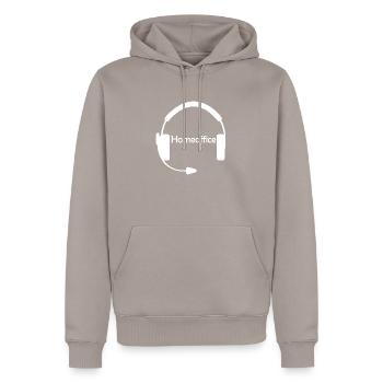 Homeoffice - Headset - Männer Premium Bio Hoodie - Taupe - Vorne - Nico (187cm)