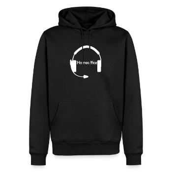 Homeoffice - Headset - Männer Premium Bio Hoodie - Schwarz - Vorne - Nico (187cm)