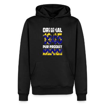 80-jähriges Jubiläum - Original - 1945 - Ardèche - Männer Premium Bio Hoodie - Schwarz - Vorne - Nico (187cm)