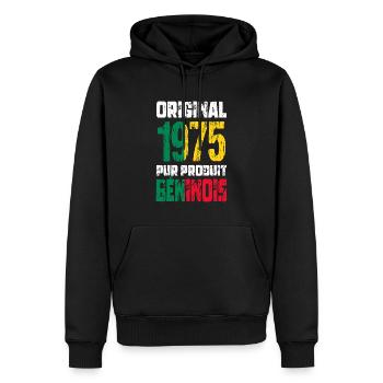 Anniversaire 50 ans - Original - 1975 - Béninois - Sweat à capuche Premium bio Homme - noir - Devant - Nico (187cm)