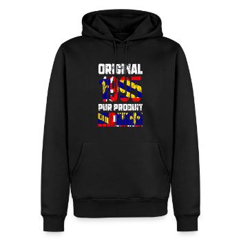 30. Jubiläum - Original - 1995 Burgundisch - Männer Premium Bio Hoodie - Schwarz - Vorne - Nico (187cm)