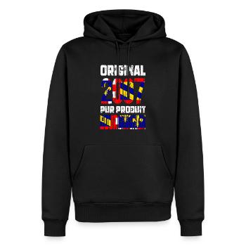 Anniversaire 18 ans - Original - 2007 Bourguignon - Sweat à capuche Premium bio Homme - noir - Devant - Nico (187cm)