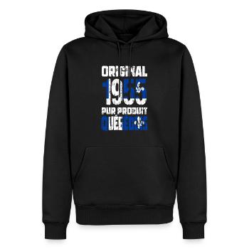 Anniversaire 70 ans - Original 1955 - Québécois - Sweat à capuche Premium bio Homme - noir - Devant - Nico (187cm)