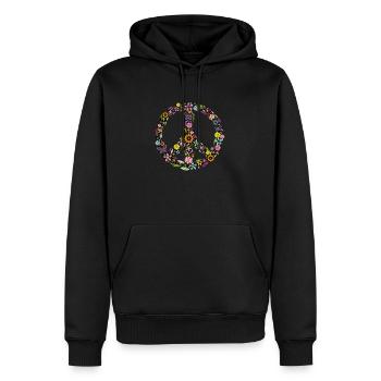 Floral Peace - Männer Premium Bio Hoodie - Schwarz - Vorne - Nico (187cm)