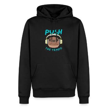 Pushen Sie die Tempo-Schildkröte mit Kopfhörern - Männer Premium Bio Hoodie - Schwarz - Vorne - Nico (187cm)