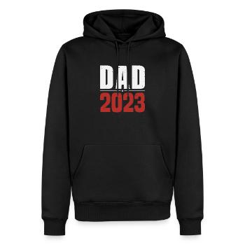 Papa 2023 - Geschenk zur Vaterschaft - Männer Premium Bio Hoodie - Schwarz - Vorne - Nico (187cm)