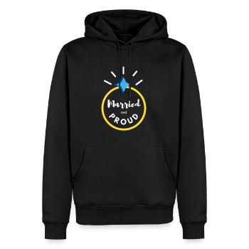 married and proud - Men’s Premium Organic Hoodie - black - Front - Nico (187cm)