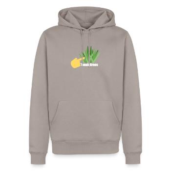 Touch Grass - Men’s Premium Organic Hoodie - taupe - Front - Nico (187cm)