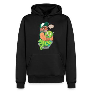 Câlins gratuits - Sweat à capuche Premium bio Homme - noir - Devant - Nico (187cm)