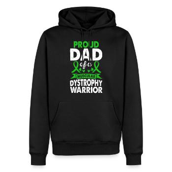 Père de la dystrophie musculaire Conscience guerrière - Sweat à capuche Premium bio Homme - noir - Devant - Nico (187cm)