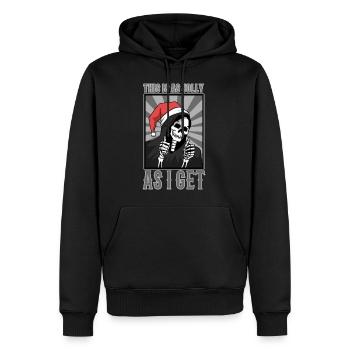 C’est aussi joyeux que je reçois - Sweat à capuche Premium bio Homme - noir - Devant - Nico (187cm)
