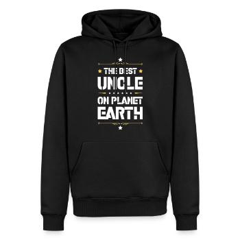 Le meilleur oncle dit - Sweat à capuche Premium bio Homme - noir - Devant - Nico (187cm)