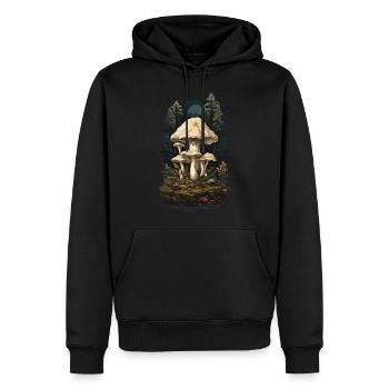 Vintage Bohemian Pilz & Goblincore Pilze Design - Männer Premium Bio Hoodie - Schwarz - Vorne - Nico (187cm)