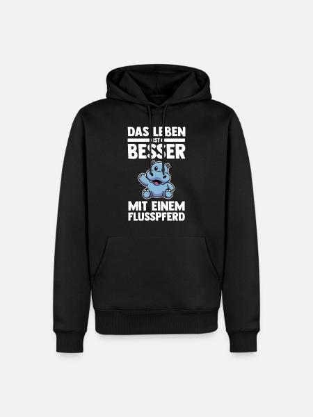 Nilpferd Flusspferd - Männer Premium Bio Hoodie - Schwarz