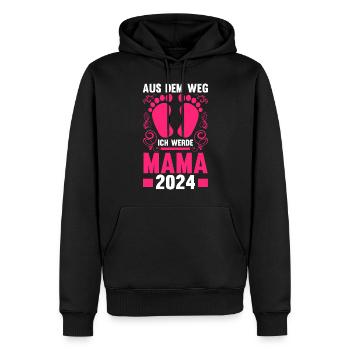 Werdende Mama 2024 - Männer Premium Bio Hoodie - Schwarz - Vorne - Nico (187cm)