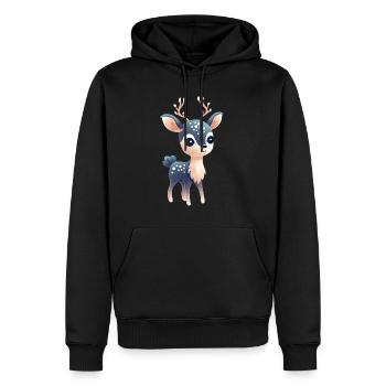 Mignon petit faon magique de Noël - Sweat à capuche Premium bio Homme - noir - Devant - Nico (187cm)