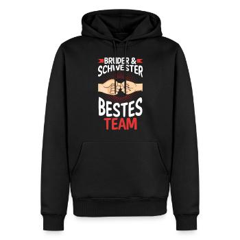 Geschwister Bruder und Schwester - Männer Premium Bio Hoodie - Schwarz - Vorne - Nico (187cm)