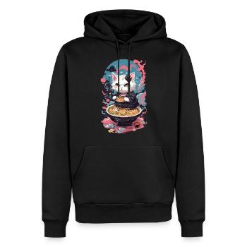 Chat Goth Pastel Ramen Soupe de nouilles Kawaii - Sweat à capuche Premium bio Homme - noir - Devant - Nico (187cm)