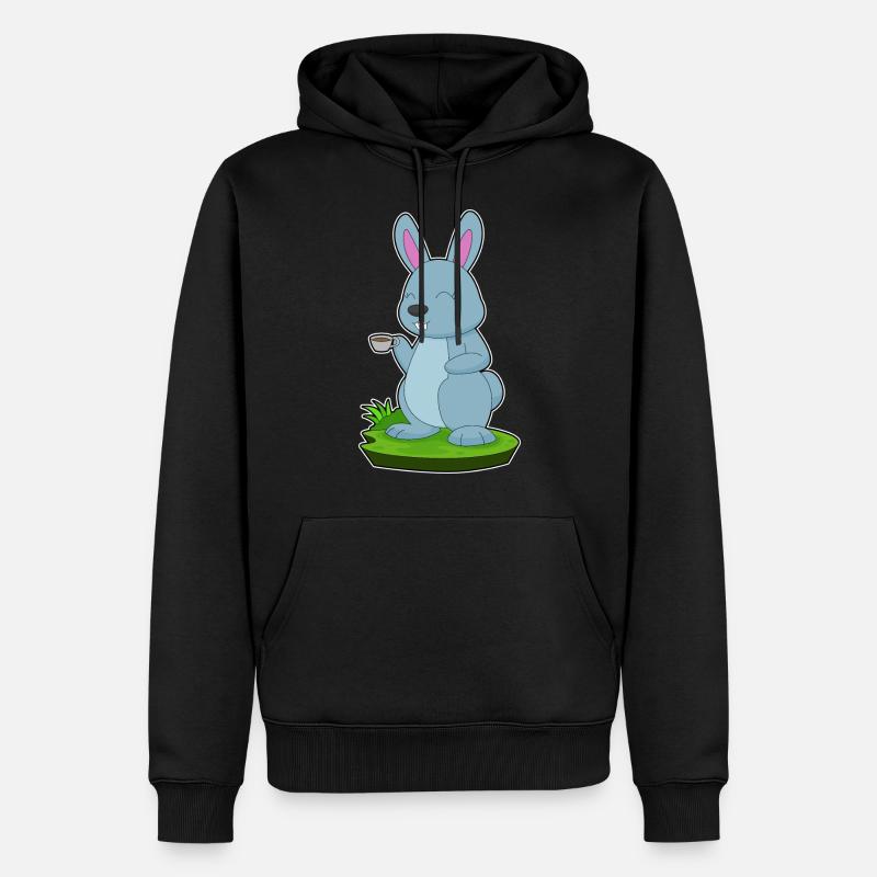 Hase Kaffee Tasse - Männer Premium Bio Hoodie - Schwarz