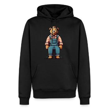 Cute Bear Farmer - Männer Premium Bio Hoodie - Schwarz - Vorne - Nico (187cm)