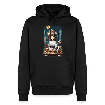 Anime Sushi Master Kawaii Kemonomimi Chef Design - Men’s Premium Organic Hoodie - black - Front - Nico (187cm)