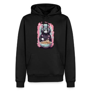 Anime Ramen Chat Japonais Soupe De Nouilles Art - Sweat à capuche Premium bio Homme - noir - Devant - Nico (187cm)