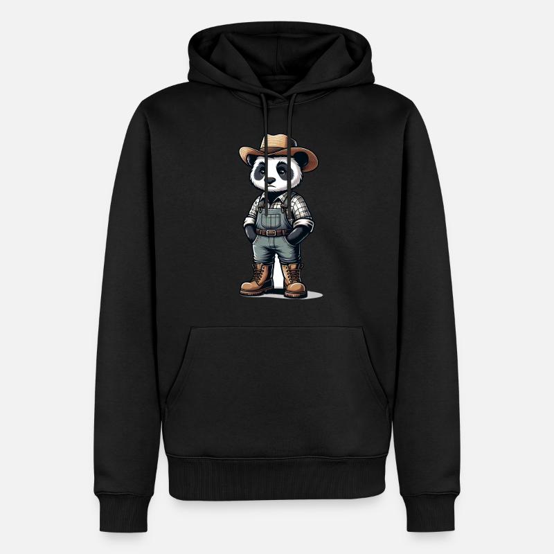 Cute Panda Farmer - Männer Premium Bio Hoodie - Schwarz