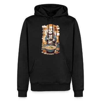 Cat Ramen Soups Love Kanji Style Poster Design - Men’s Premium Organic Hoodie - black - Front - Nico (187cm)