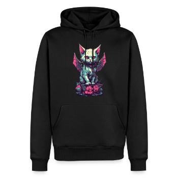 Goth Katze Vampir Dämonen Aesthetic - Männer Premium Bio Hoodie - Schwarz - Vorne - Nico (187cm)