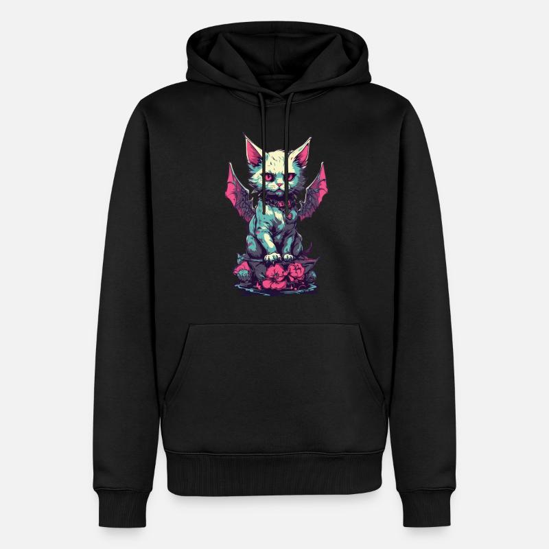 Goth chat vampire démons esthétique - Sweat à capuche Premium bio Homme - noir