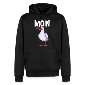 Mouette de Moin - Sweat à capuche Premium bio Homme - noir - Devant - Nico (187cm)