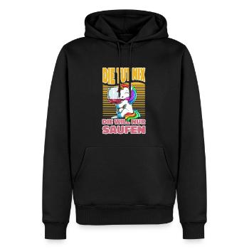 Lustiges Einhorn Saufen Wein Trinken JGA - Männer Premium Bio Hoodie - Schwarz - Vorne - Nico (187cm)