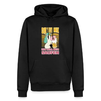 Einhorn Bier Saufen Alkohol Trinken - Witziges - Männer Premium Bio Hoodie - Schwarz - Vorne - Nico (187cm)