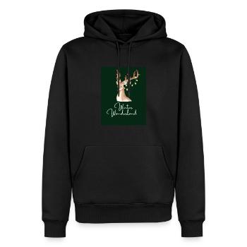 Winter Wonderland /Green🦌 - Männer Premium Bio Hoodie - Schwarz - Vorne - Nico (187cm)