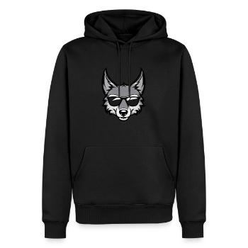 Cooler Cartoon Wolf mit Sonnenbrille - Männer Premium Bio Hoodie - Schwarz - Vorne - Nico (187cm)