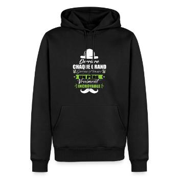 Derrière chaque grand garçon se trouve un père - Sweat à capuche Premium bio Homme - noir - Devant - Nico (187cm)