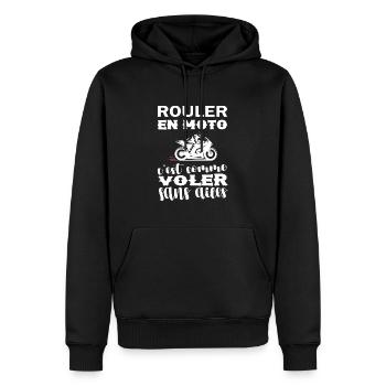 Homme Moto Motard Maillot motarde manche courte - Sweat à capuche Premium bio Homme - noir - Devant - Nico (187cm)