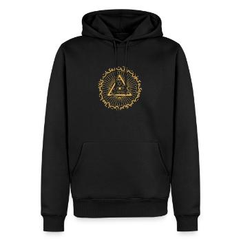 Illuminati - Männer Premium Bio Hoodie - Schwarz - Vorne - Nico (187cm)