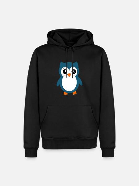 Eule blaue Eule - Männer Premium Bio Hoodie - Schwarz