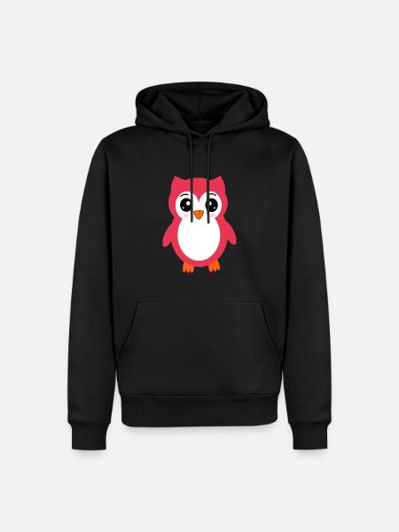 Eule pink rosa rot - Männer Premium Bio Hoodie - Schwarz
