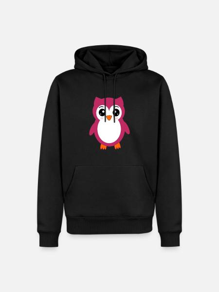 Søt kawaii ugle t-skjorte gave - Premium økologisk hettegenser for menn - svart