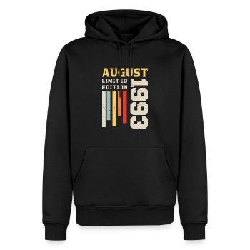 Août 1993 - Cadeau anniversaire Août 1993 Août - Sweat à capuche Premium bio Homme - noir - Devant - Nico (187cm)