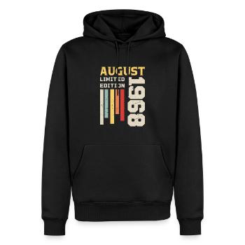 Août 1968 - Cadeau anniversaire Août 1968 Août - Sweat à capuche Premium bio Homme - noir - Devant - Nico (187cm)