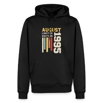 Août 1995 - Cadeau anniversaire Août 1995 Août - Sweat à capuche Premium bio Homme - noir - Devant - Nico (187cm)