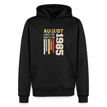 Août 1985 - Cadeau anniversaire Août 1985 Août - Sweat à capuche Premium bio Homme - noir - Devant - Nico (187cm)