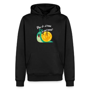 Pas de stress escargot drôle et endormi - Sweat à capuche Premium bio Homme - noir - Devant - Nico (187cm)