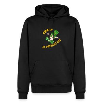 Folle Saint-Patrick Drôle Chèvre Folle - Sweat à capuche Premium bio Homme - noir - Devant - Nico (187cm)